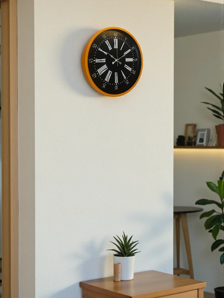 36 Cm Turuncu Dekoratif Duvar Saati - Resim 3