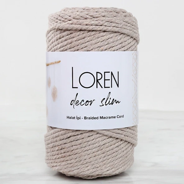 Almira Butik Loren Decor Slim 3 Büküm Makrome İpi Bej - L049 ürün görseli 1