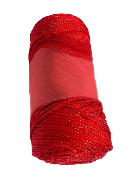 Almira Butik Makrome İpi 3mm Polyester Kırmızı Simli ürün görseli 1