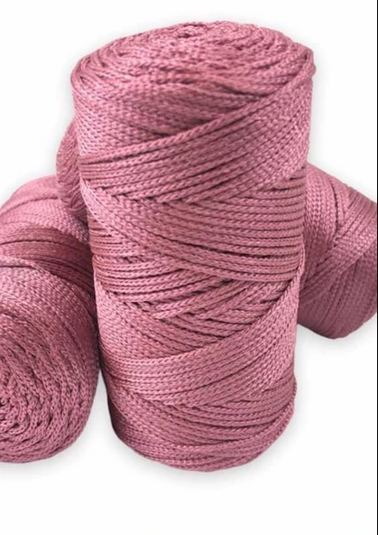 Almira Butik Makrome İpi 3mm Polyester Gül Kurusu ürün görseli 1