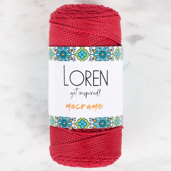 Loren Macrame Koyu Kırmızı El Örgü İpi - RM 0105 - 34345 ürün görseli 1