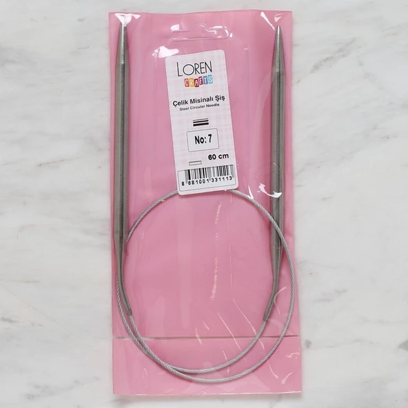 Almira Butik Loren Crafts 7 mm Çelik Misinalı Şiş 60 cm ürün görseli 1