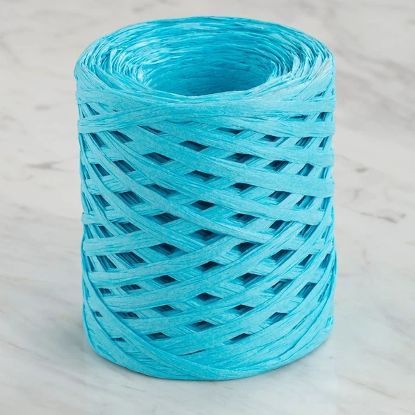 Almira Butik Loren Natural Raffia 90 gr Turkuaz Kağıt İp - 20 ürün görseli 1