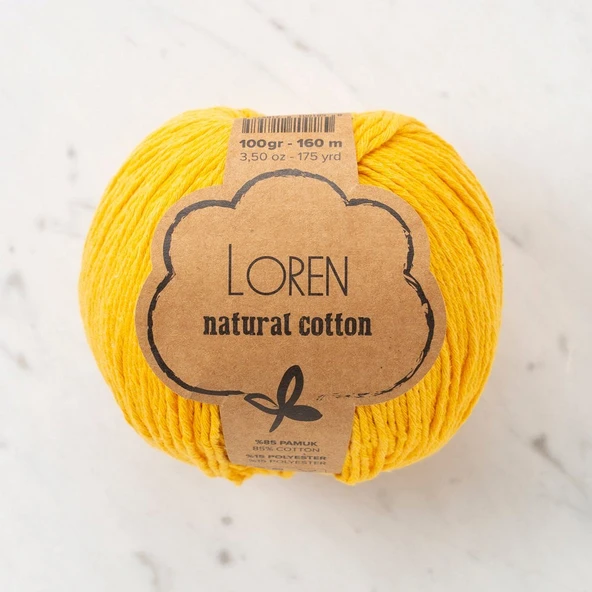 Loren Natural Cotton Hardal Sarı El Örgü İpi - R002 - 33919 ürün görseli 1