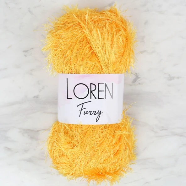 Loren Furry Hardal Sarısı El Örgü İpi - RF075 - 34063 ürün görseli 1