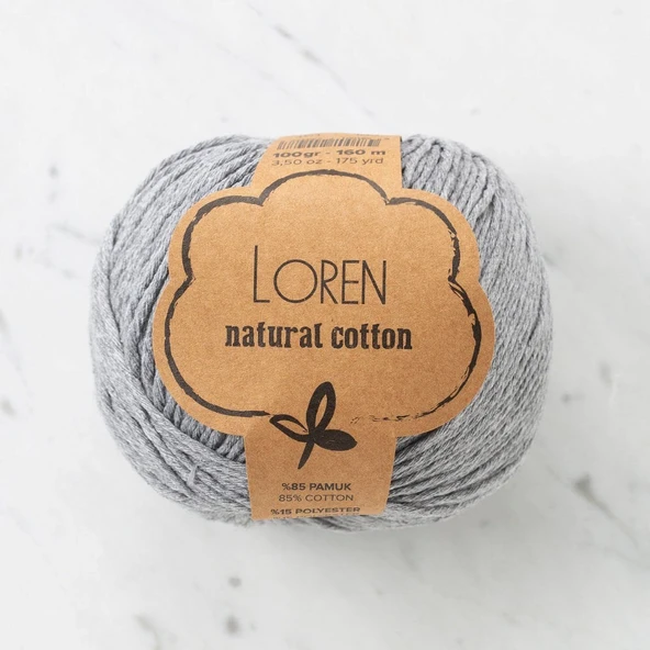 Loren Natural Cotton Gri El Örgü İpi - R079 - 33925 ürün görseli 1