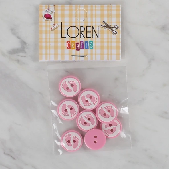 Almira Butik Loren Crafts pembe 8 li ayak izi düğme - 436 ürün görseli 1