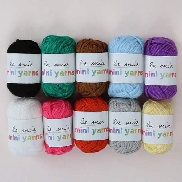 La Mia Mini Yarns 10 lu Paket 10gr Renkli El Örgü ürün görseli 1