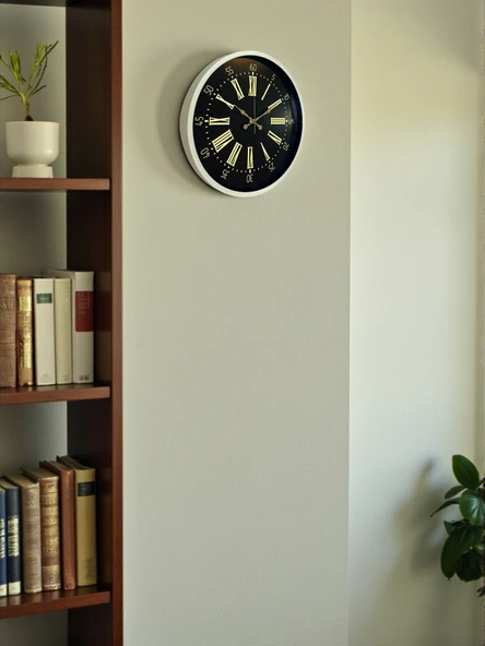 36 Cm Krem Dekoratif Duvar Saati - Resim 3