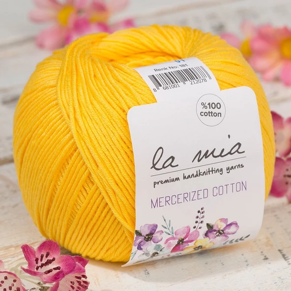 La Mia Mercerized Cotton Hardal Sarısı El Örgü İpi - 181 - 33583 ürün görseli 1