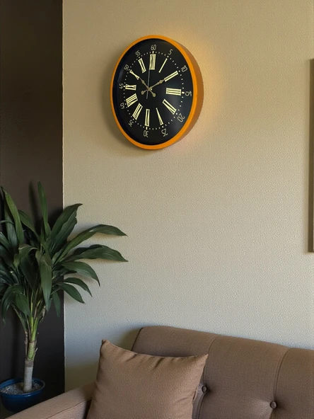 36 Cm Turuncu Dekoratif Duvar Saati - Resim 4