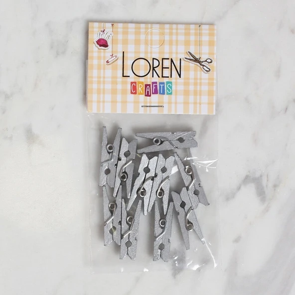 Almira Butik LOREN CRAFTS 10 LU GÜMÜŞ RENK MİNİ MANDAL ürün görseli 1