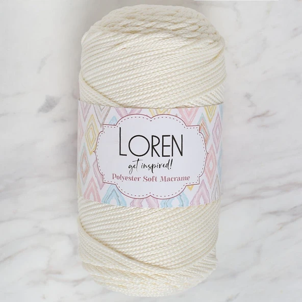 Loren Polyester Soft Macrame Krem El Örgü İpi - LM003 - 34427 ürün görseli 1