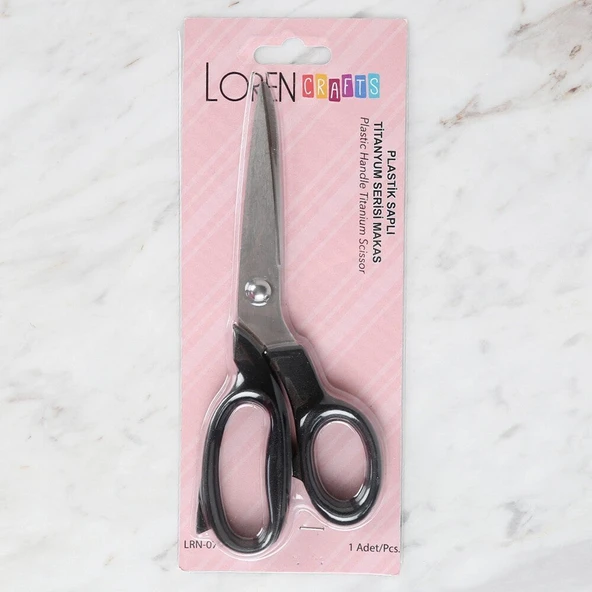 Almira Butik Loren Crafts Plastik Saplı Titanyum Makas Siyah LR ürün görseli 1