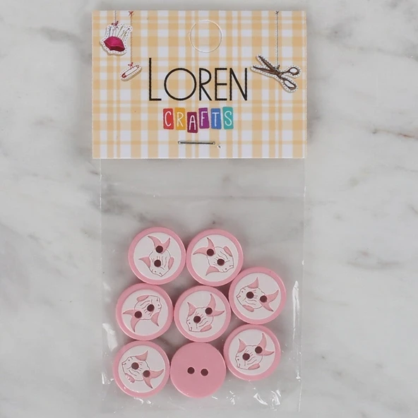 Almira Butik Loren Crafts pembe 8 li balık düğme - 570 ürün görseli 1