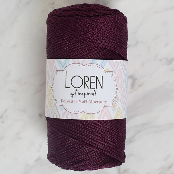 Loren Polyester Soft Macrame Patlıcan Moru El Örgü İpi - LM038 - 34443 ürün görseli 1
