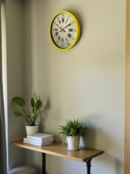 36 Cm Sarı Retro Duvar Saati - Resim 4