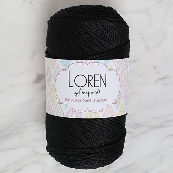 Loren Polyester Soft Macrame Siyah El Örgü İpi - LM040 - 34445 ürün görseli 1
