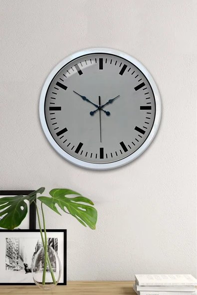 40 Cm Metal  Beyaz Modern Duvar Saati ürün görseli 1