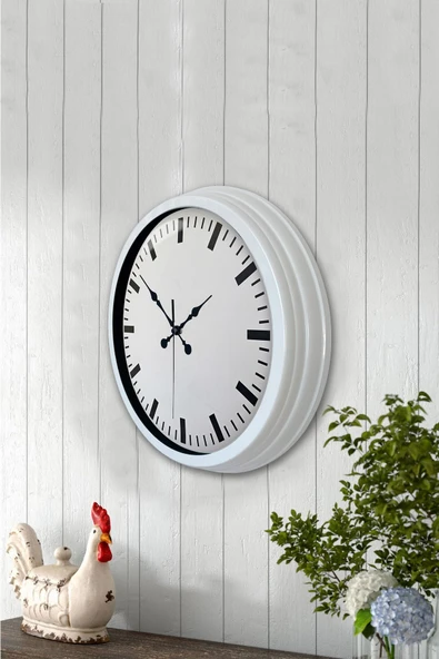 40 Cm Metal  Beyaz Modern Duvar Saati - Resim 3