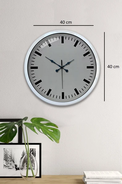 40 Cm Metal  Beyaz Modern Duvar Saati - Resim 5