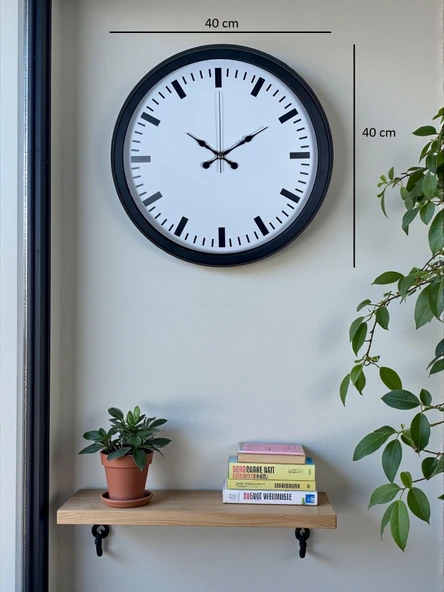 Black & White Baseline 40 Cm Metal Duvar Saati - Resim 5