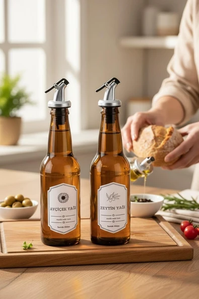 Cam yağlık - 2 li pratik kapaklı yağlık 350 ml. yağdanlık ürün görseli 1