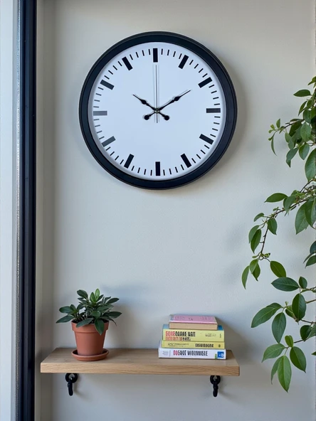 Black & White Baseline 40 Cm Metal Duvar Saati ürün görseli 1