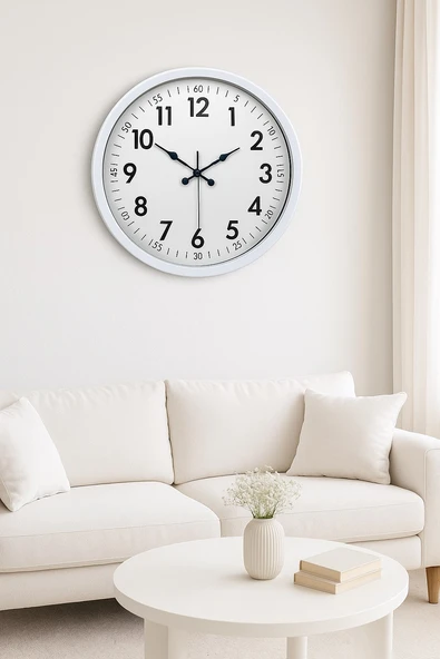 Almira Butik Zentime White Classic 52 Cm Metal Dekoratif Stil Duvar Saati ürün görseli 1