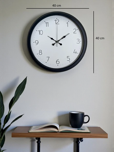 Pure Time Black 40 Cm Metal Duvar Saati - Resim 5