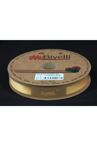 Almira Butik Biye Saten Katlı 034 Sarı 2 cm 25 Metre %100 Polyester ürün görseli 1