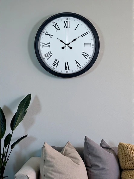 Siyah Klasik & Şık 40 Cm Metal Duvar Saati ürün görseli 1