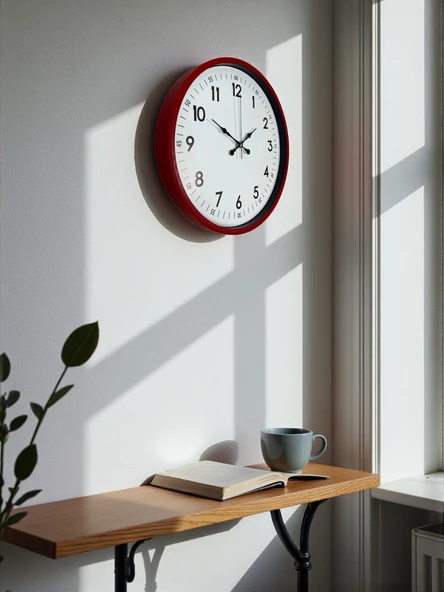 36 Cm Kırmızı Dekoratif Duvar Saati - Resim 4