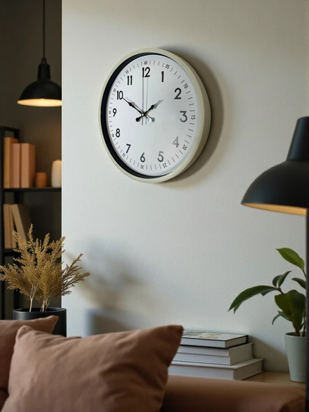36 Cm Krem Dekoratif Duvar Saati - Resim 4