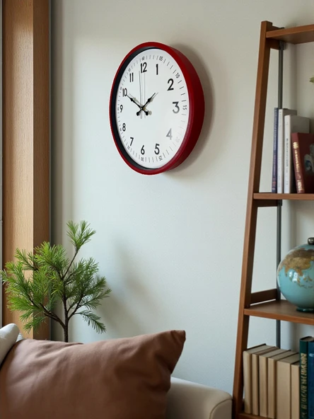 36 Cm Kırmızı Dekoratif Duvar Saati - Resim 3