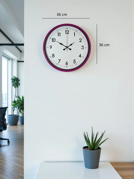 36 Cm Pembe Dekoratif Duvar Saati - Resim 5