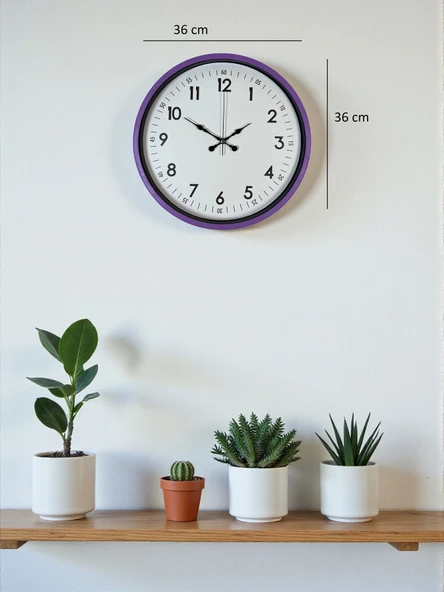36 Cm Mor Dekoratif Duvar Saati - Resim 5