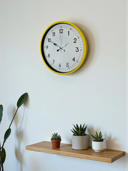 36 Cm Sarı Dekoratif Duvar Saati - Resim 4