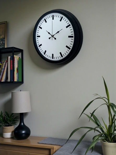 Black & White Baseline 40 Cm Metal Duvar Saati - Resim 3