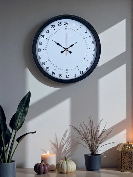 Siyah 40 Cm Metal 24 Saat Göstergeli Özel Tasarım Duvar Saati ürün görseli 1