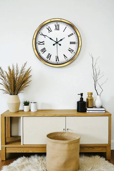 Almira Butik Zentime Majestic Gold 40 Cm Metal Duvar Saati ürün görseli 1