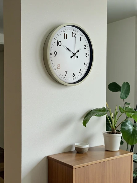 36 Cm Krem Dekoratif Duvar Saati - Resim 3