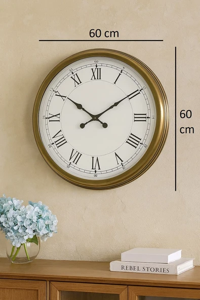 60 cm Eskitme Metal Retro Duvar Saati - Resim 3