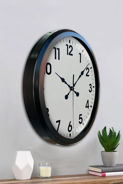 Siyah Klasik 52 Cm Modern Duvar Saati - Resim 3