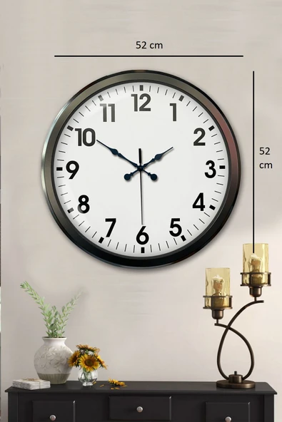 Siyah Klasik 52 Cm Modern Duvar Saati - Resim 5