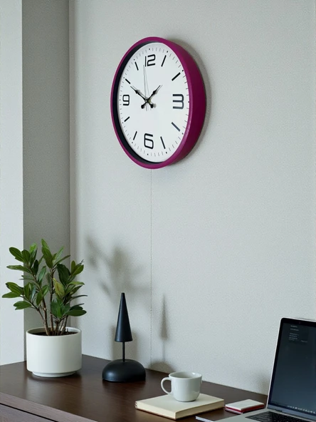 36 Cm Pembe Modern Duvar Saati - Resim 4