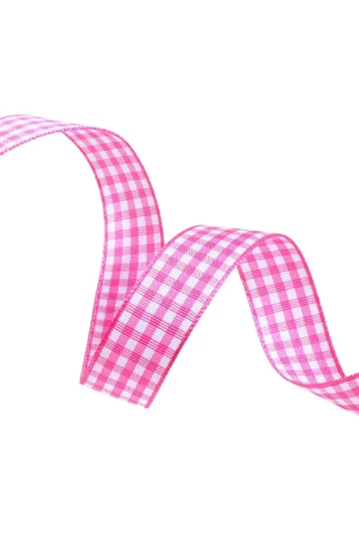 Almira Butik Tafta Ekoseli Kurdele 25 mm Pembe 10 Metre ürün görseli 1