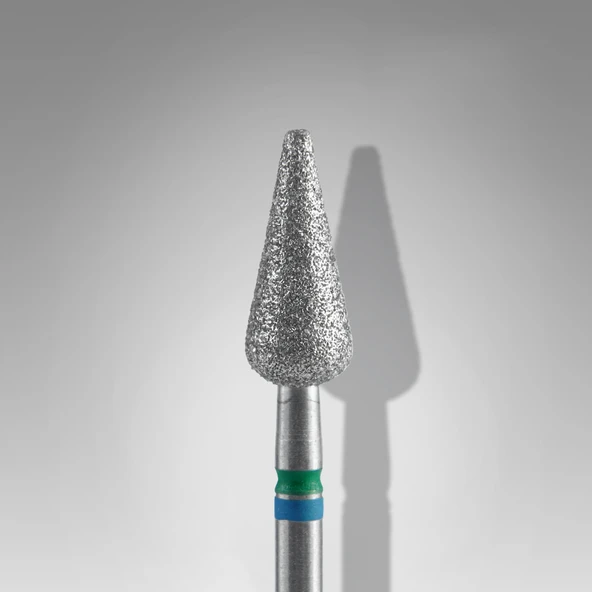 Staleks Çift Şerit Elmas Manikür Freze Ucu Mızrak Model Mavi Yeşil 12mm FA100BG050-12 ürün görseli 1