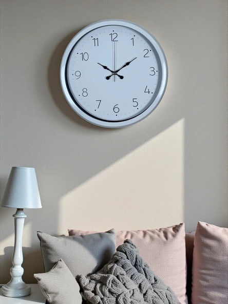 Sade Tasarım Beyaz 40 Cm Metal Standart Duvar Saati ürün görseli 1