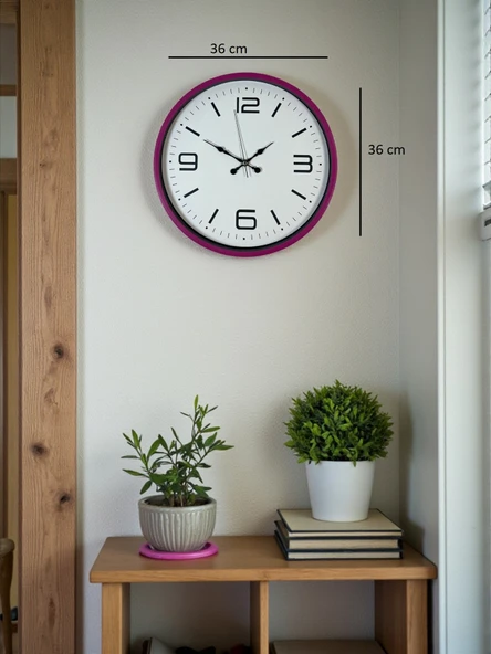 36 Cm Pembe Modern Duvar Saati - Resim 5